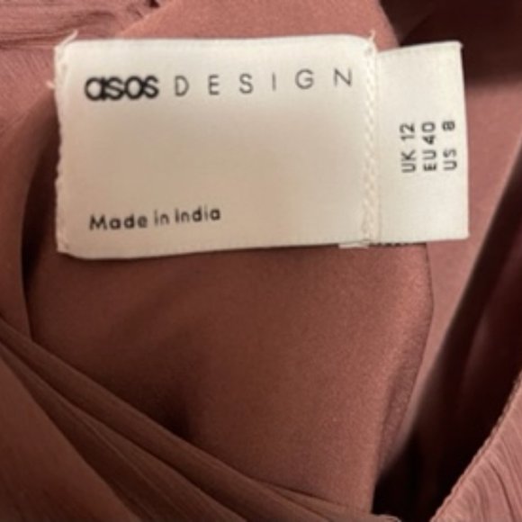 ASOS DESIGN Bridesmaid Mauve ruched bodice drape maxi dress with wrap waist - Picture 3 of 3